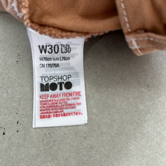 Topshop Moto wide leg, cropped jeans size 30 in camel color - Picture 6 of 7